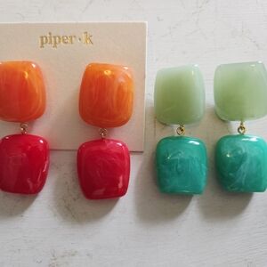 NWT 2 Pairs Fashion Couture Chunky Earrings.